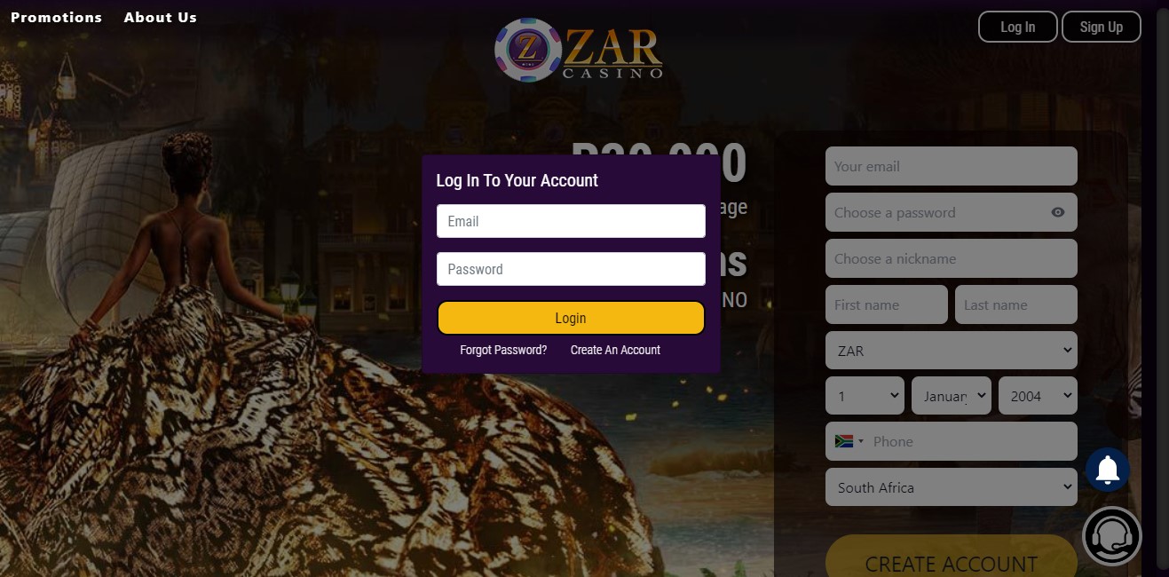 zar casino registration