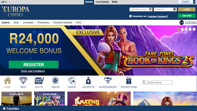 Europa Casino R375 No Deposit Bonus & R24,000 Bonus