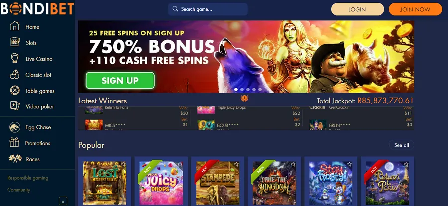 bondibet-casino-homepage