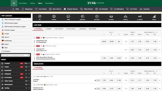 Tusk Sport Landing Page
