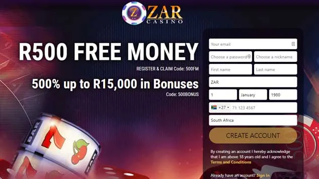 ZAR Casino Bonus