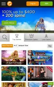 Casino.com top games on mobile view