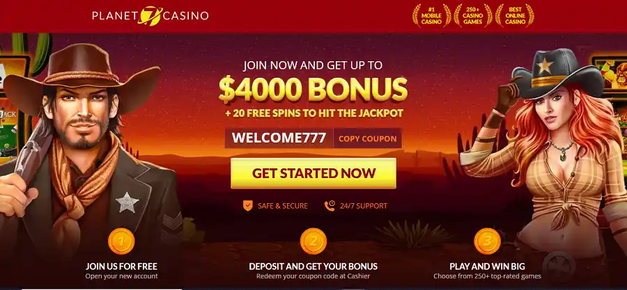 planet7 casino bonus page