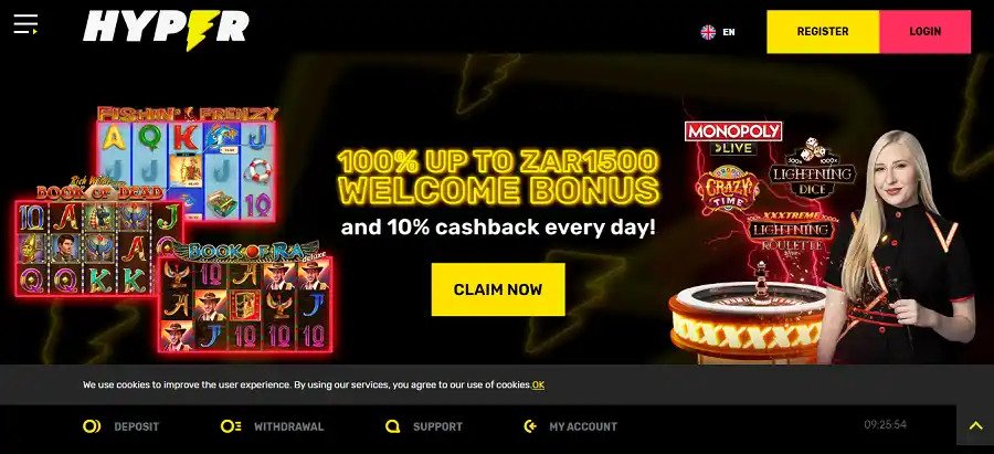 hyper casino bonus page