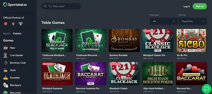 Sportsbet.io table games