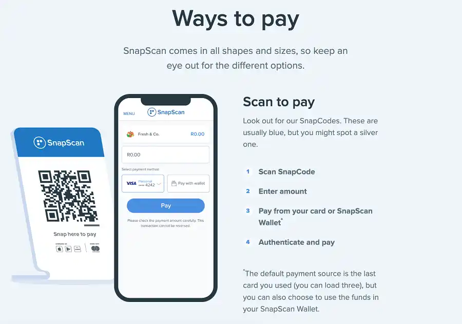 Snapscan ways to pay