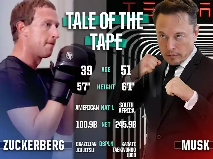 Elon Musk vs. Mark Zuckerberg stats and odds for cage fight
