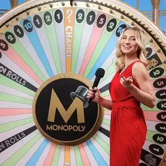 Presenter and Monopoly Live wheel