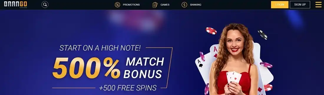 Brango casino homepage screenshot