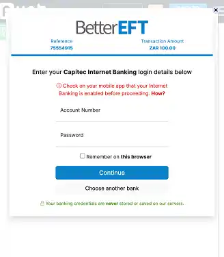 Capitec internet banking bettereft