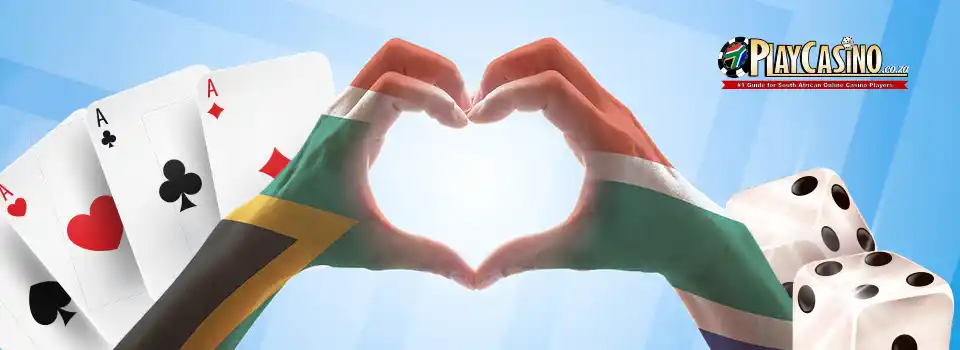 Hands in heart shape with South African flag on