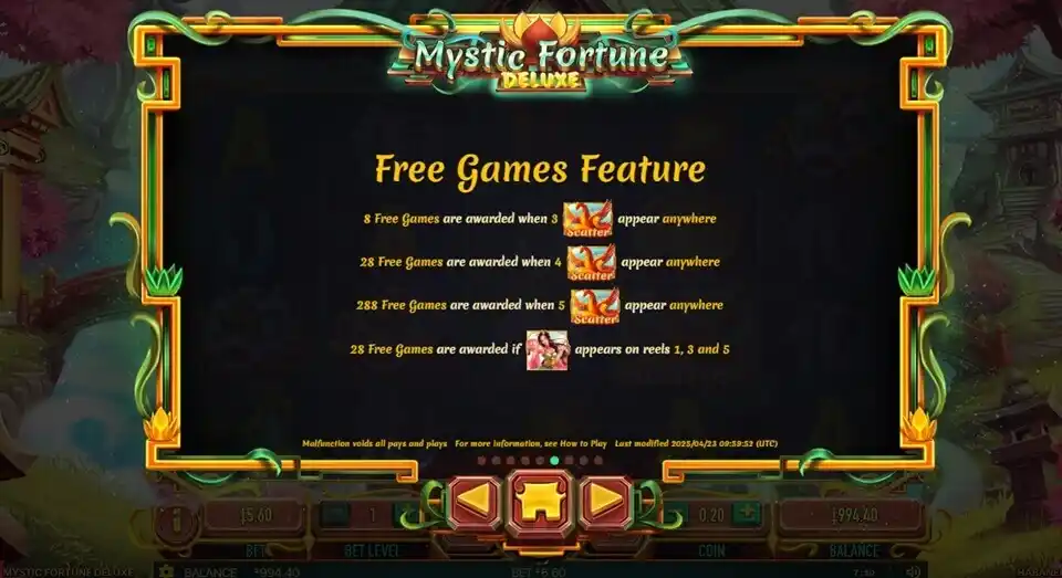 Mystic Fortune Free Games Feature