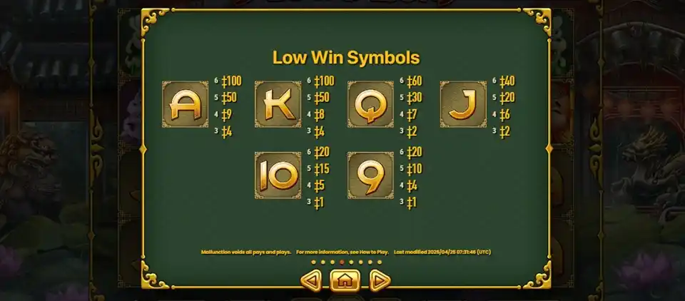 5 Lucky Lions Slot Low Win Symbols