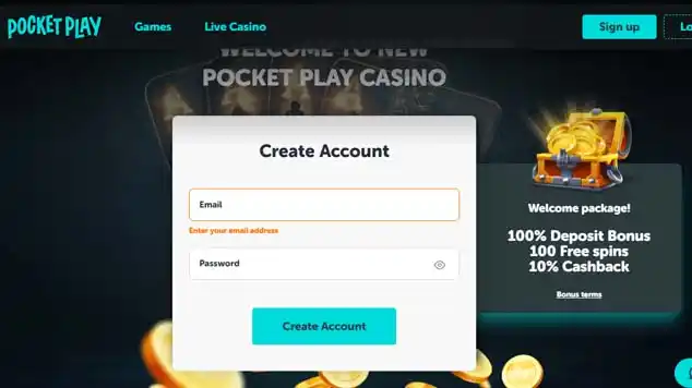 Pocket Play Casino Welcome bonus