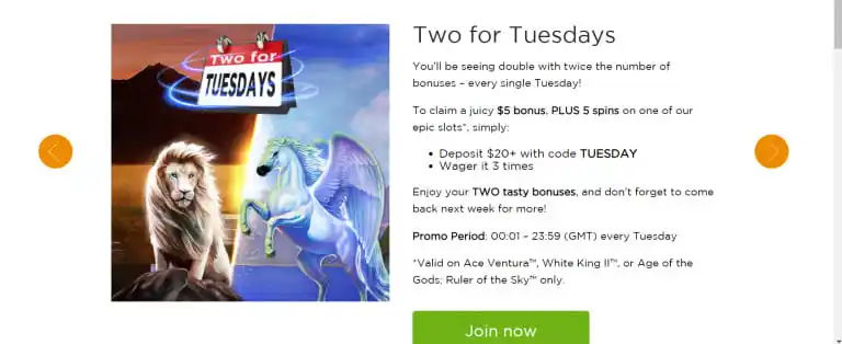 casino.com two for tuesdays offer screenshot