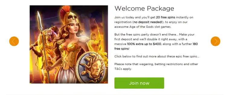 Casino.com welcome package screenshot