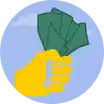 Hand holding real money