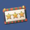 Tablet displaying tree gold stars on blue background