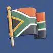 South African flag waving on blue background
