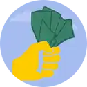 Hand holding real money