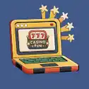 Laptop with random ZAR casino logo on screen