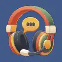 Customer support headphones on blue background