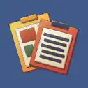 Documents on blue background
