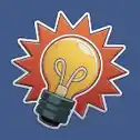 Lightbulb on res and blue background