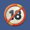 No under 18 sign on a blue background