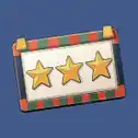 Tablet displaying tree gold stars on blue background