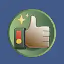 Thumbs up sign on green and blue background