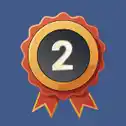 Badge with No2 on blue background