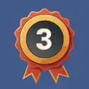 Badge with No3 on blue background