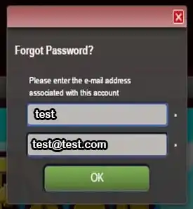 lost password: username and email screen