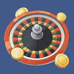 Roulette wheel with golden coins around it