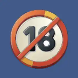 No under 18 sign on a blue background