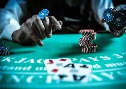 Close-up of blackjack table