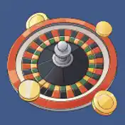 Roulette wheel with golden coins around it