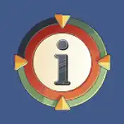 Information symbol icon a casino chip on blue background