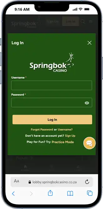 Springbok Casino on Mobile