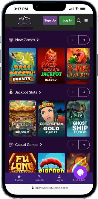 White Lotus Casino on Mobile