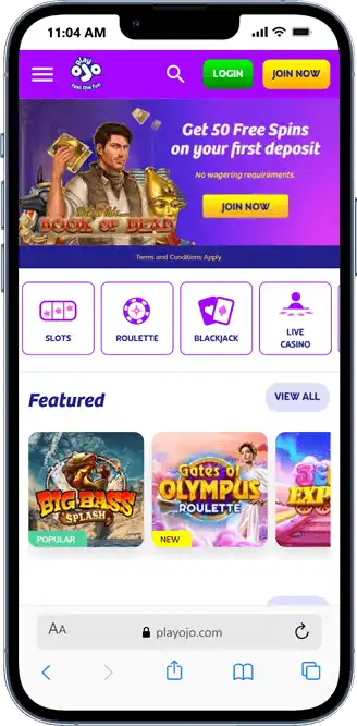 PlayOjo Casino on Mobile