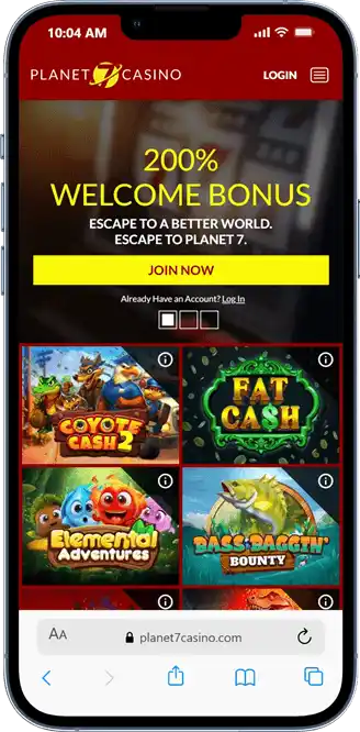 Planet 7 Casino on Mobile