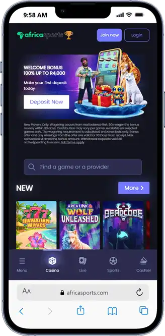 Africasports Casino on Mobile