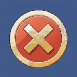Red cross button on blue background
