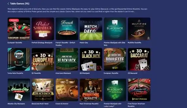 galaxyno casino table games screenshot