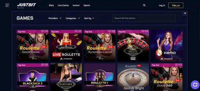 justbit casino live casino