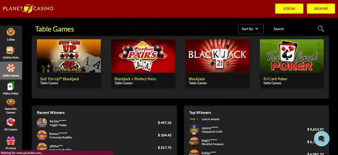 planet7 casino table games