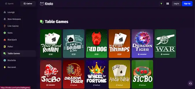 kineko casino table games