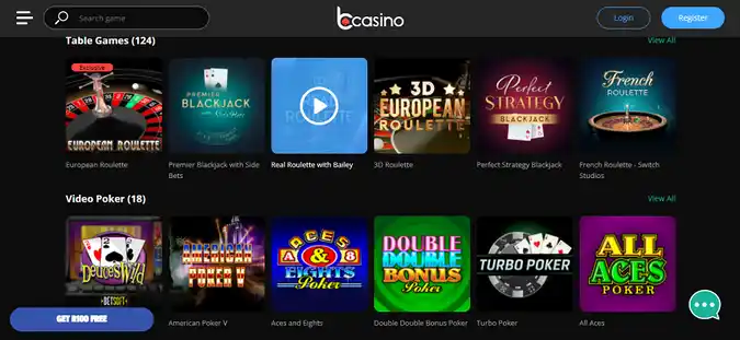 bcasino table games